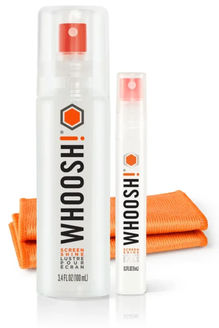 Whoosh Duo Pack, 100ml + 8ml. Device cleaner + TWO 14x15cm microfiber cloths