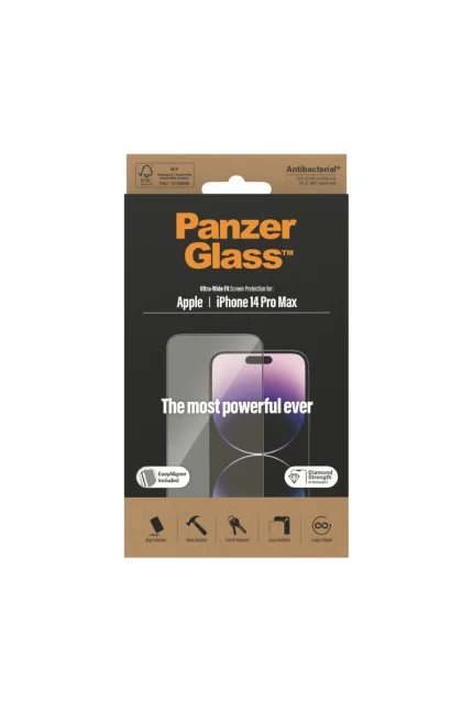 Apple iPhone 14 Pro Max Ultra-Wide Fit PanzerGlass® Screen Protector w. EasyAligner