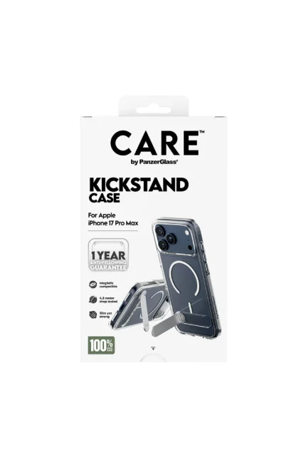 Apple iPhone 17 Pro Max Case Transparent w. Kickstand & MagSafe CARE by PanzerGlass®