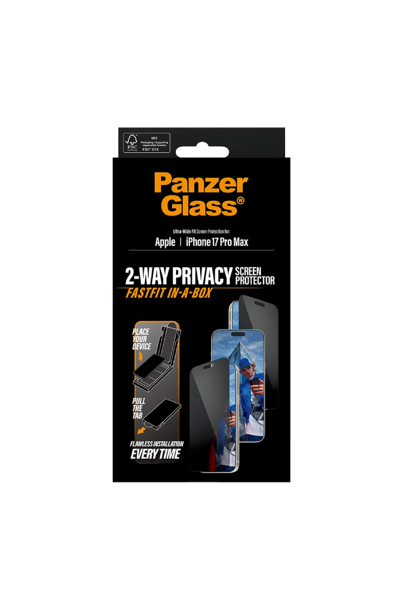 panzer web 3 Apple iPhone 17 Pro Max Ultra-Wide Fit w. FastFit In-a-Box system Privacy Screen Protector Panzer Glass - Image 1