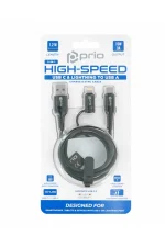 Prio 2 in 1 Charge & Data USB C & Lightning to USB A Cable 3A, 1.2m, Black - Image 2