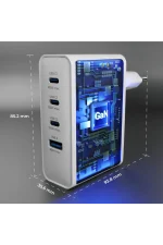 Prio strāvas adapteris GaN Power, 3x 100W USB-C + 30W USB-A, balts - Image 2