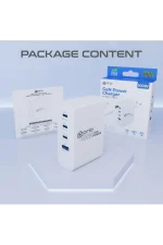 Prio strāvas adapteris GaN Power, 3x 100W USB-C + 30W USB-A, balts - Image 4