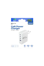Prio strāvas adapteris GaN Power, 3x 100W USB-C + 30W USB-A, balts